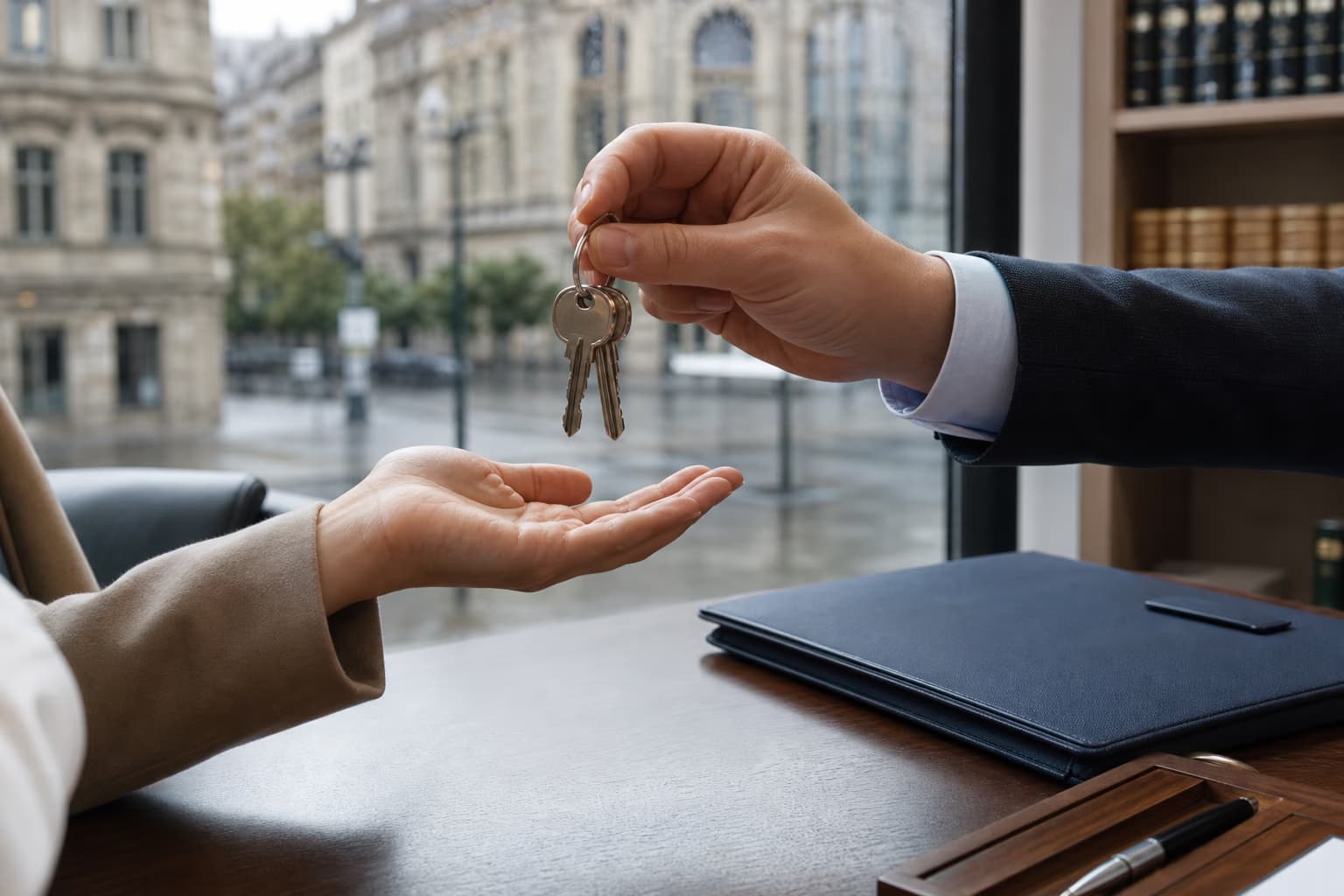 Entrega de las llaves de una propiedad tras cerrar la operación en Oviedo